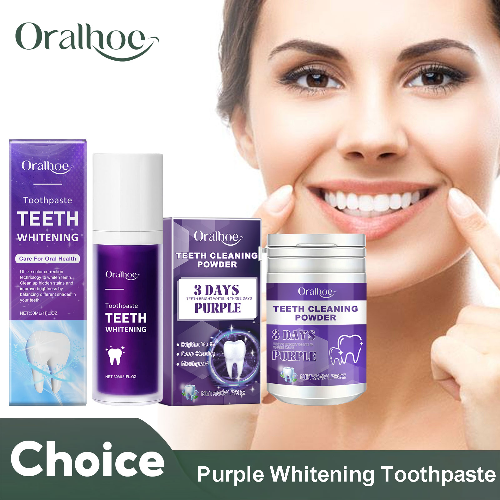 Teeth Whitening Hismile - Correttore viola Dentifricio sbiancante Pulizia profonda