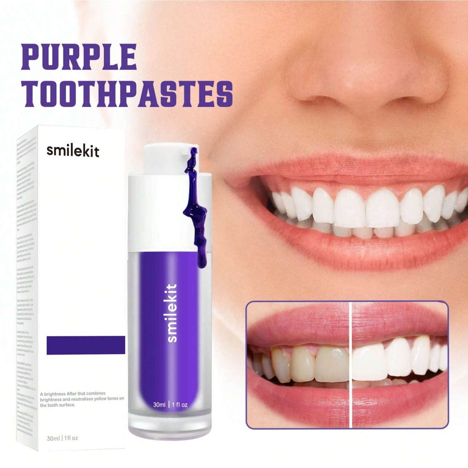 Teeth Whitening Xylitol - Efficace correttore viola siero sbiancante dentifricio