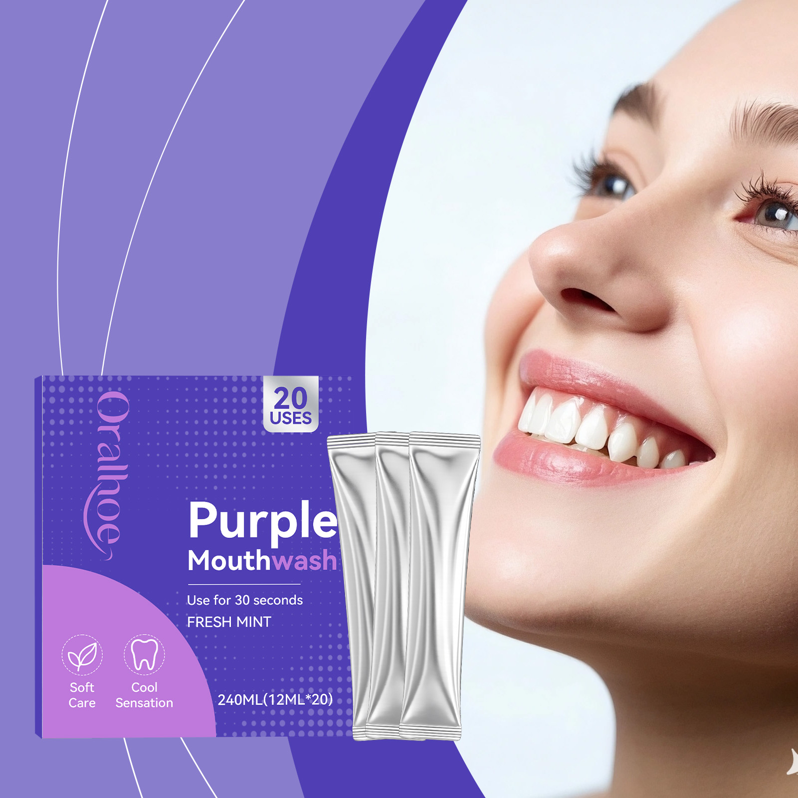 Teeth Whitening Xylitol - Confezione Singola di Collutorio Viola alla