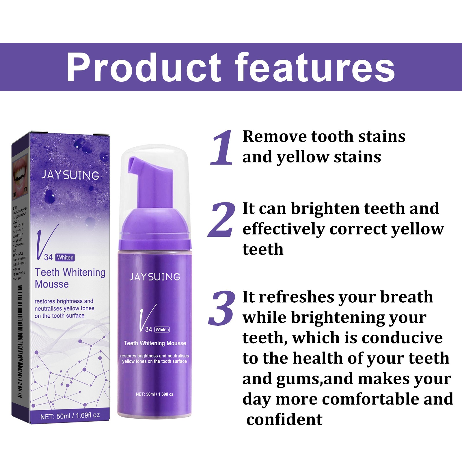 V34 Mousse Dentifricio per la  - Teeth Whitening Yellow Teeth recensione e prezzo